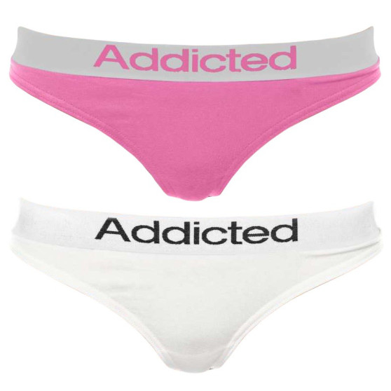 2PACK ženske tange  bijelo ružičasto Addicted