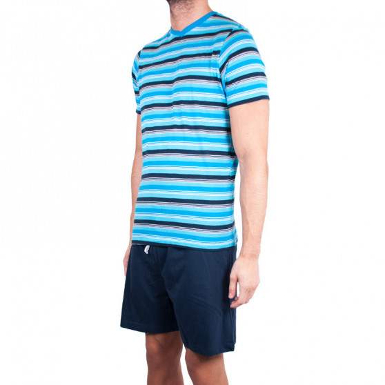 Muška kratka pidžama Molvy plava s prugama (KT-073)