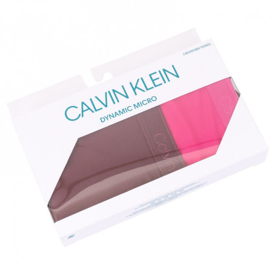 2PACK ženske tange Calvin Klein višebojan (QD3695E-TMU)