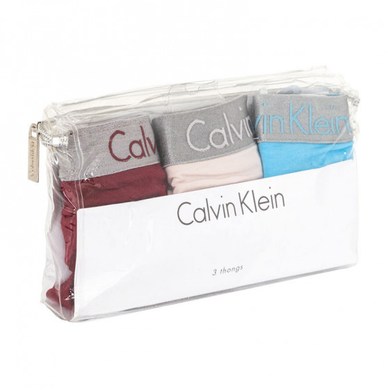 3PACK ženske tange Calvin Klein višebojan (QD3590E-RJV)