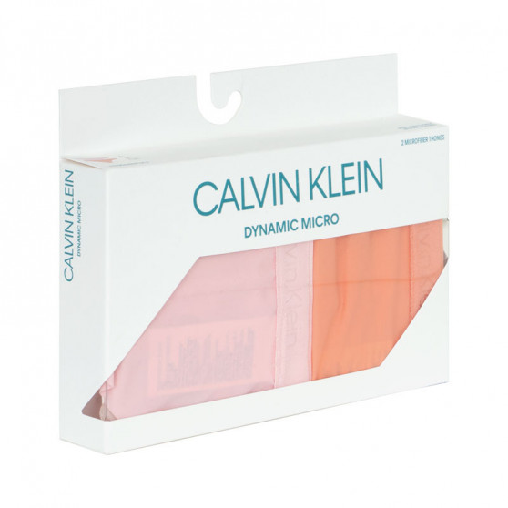 2PACK ženske tange Calvin Klein višebojan (QD3695E-CDJ)