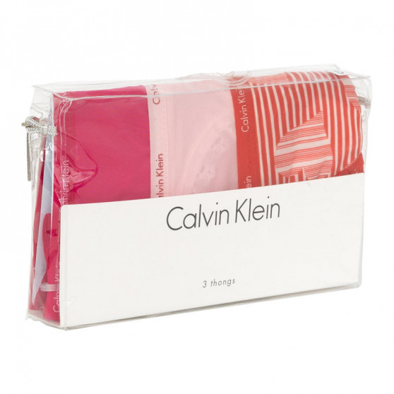 3PACK ženske tange Calvin Klein višebojan (QD3592E-QQ3)