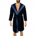 Muški kućni ogrtač s kapuljačom L&L tamno plava (2107)