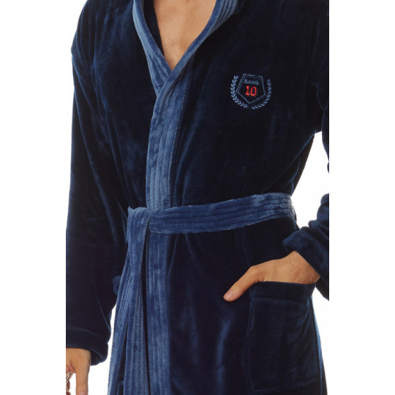 Muški kućni ogrtač s kapuljačom L&L tamno plava (2107)