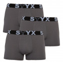 3PACK muške bokserice Styx tamno siva velika sportska guma (R10636363)