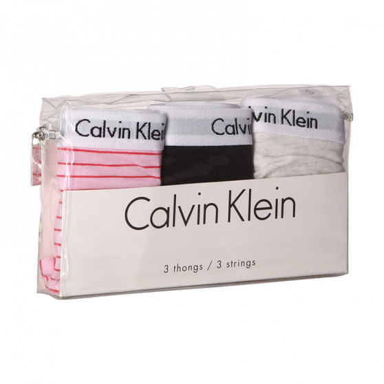 3PACK ženske tange Calvin Klein višebojan (QD3587E-W5A)