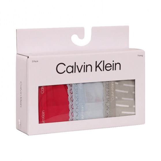 3PACK ženske tange Calvin Klein višebojan (QD3802E-6VW)