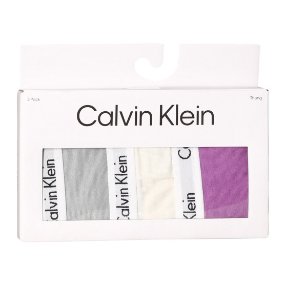 3PACK ženske tange Calvin Klein višebojan (QD3587E-CFU)