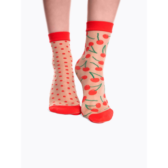 Vesele ženske najlon čarape Dedoles Trešnje i točkice (DRNS1041)