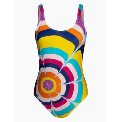 Veseli ženski jednodijelni kupaći kostim Dedoles Prskajući krugovi (D-W-SCL-S-OPS-C-1214)