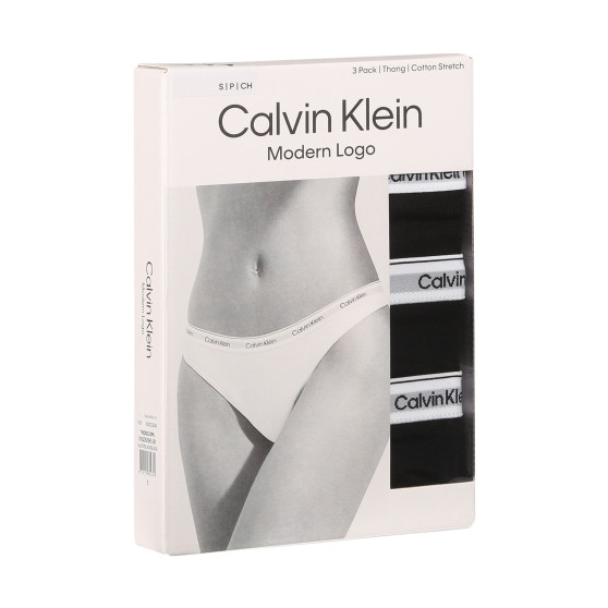 3PACK ženske tange Calvin Klein crno (QD5209E-UB1)