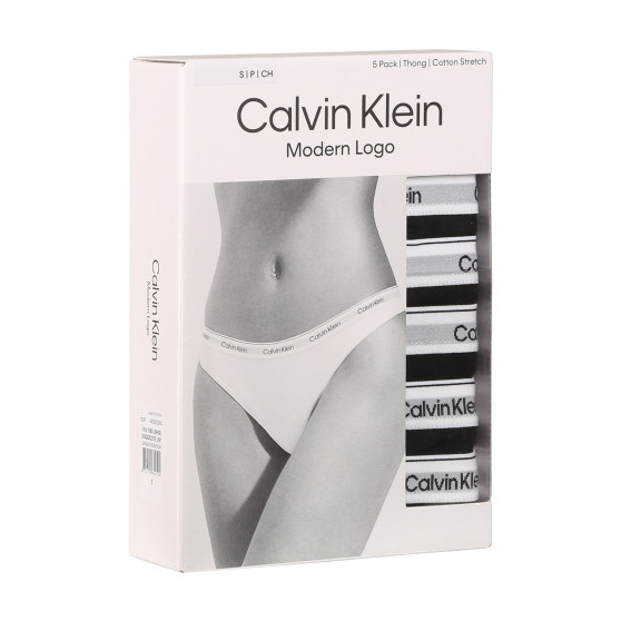 5PACK ženske tange Calvin Klein crno (QD5221E-UB1)