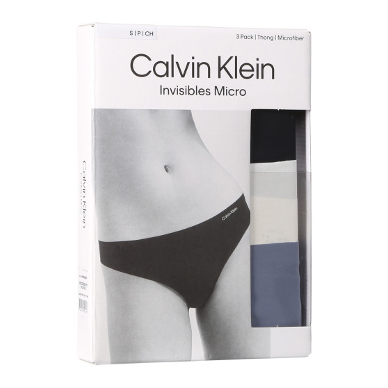 3PACK ženske tange Calvin Klein bešavne višebojne (QD3558E-NP0)