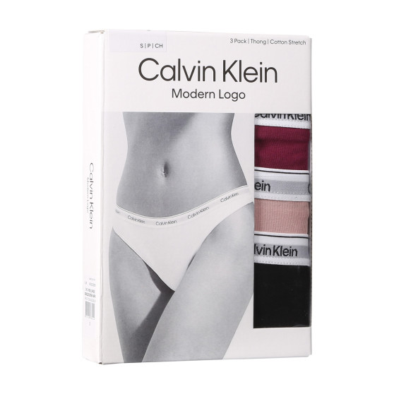 3PACK ženske tange Calvin Klein višebojan (QD5209E-NP6)