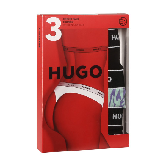 3PACK ženske tange HUGO višebojan (50480150 981)